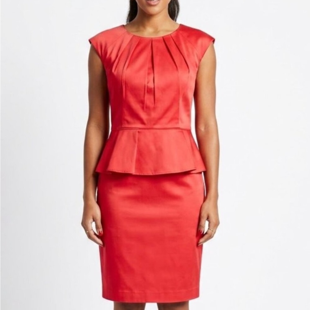 Spense Retro Cherry Red Peplum Sheath: 1950s Mad Men Aesthetic 12